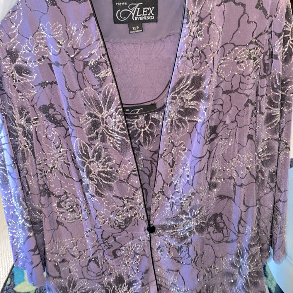 NWT ⭐️Alex Evenings jone button jacket  & tank, floral pattern w/glitter accent